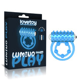 Lumino Play Vibrating Penis & Balls Ring - Glow in the Dark