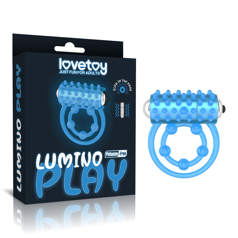 Lumino Play Vibrating Penis & Balls Ring - Glow in the Dark