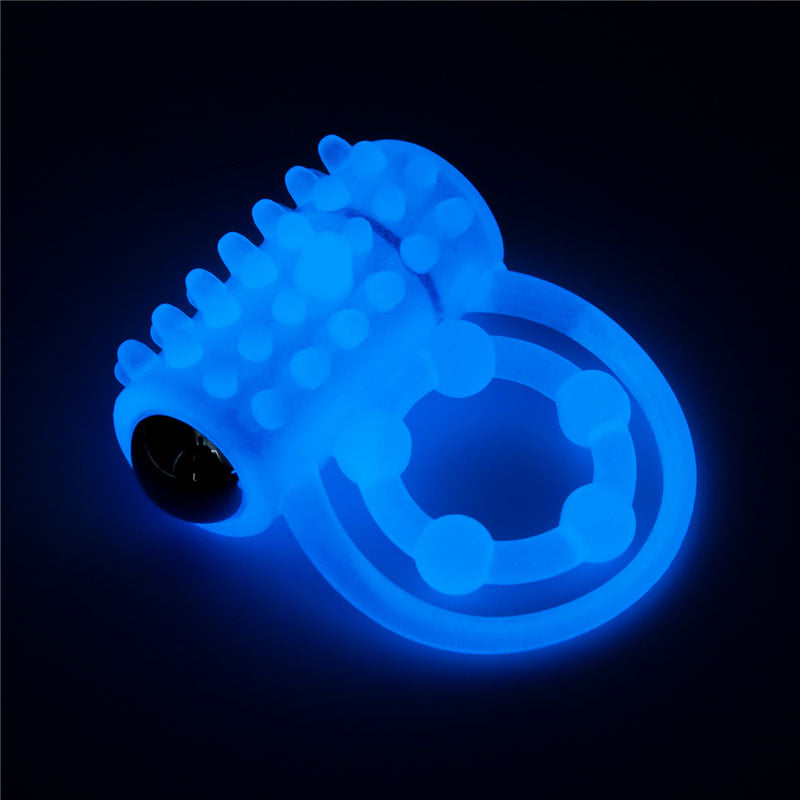 Lumino Play Vibrating Penis & Balls Ring - Glow in the Dark