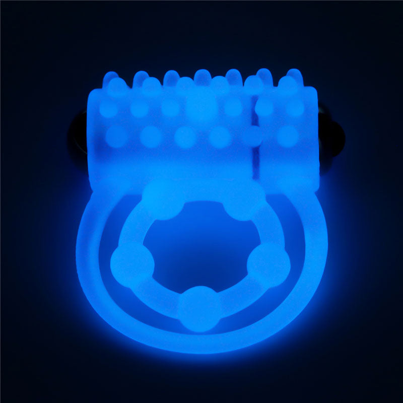 Lumino Play Vibrating Penis & Balls Ring - Glow in the Dark