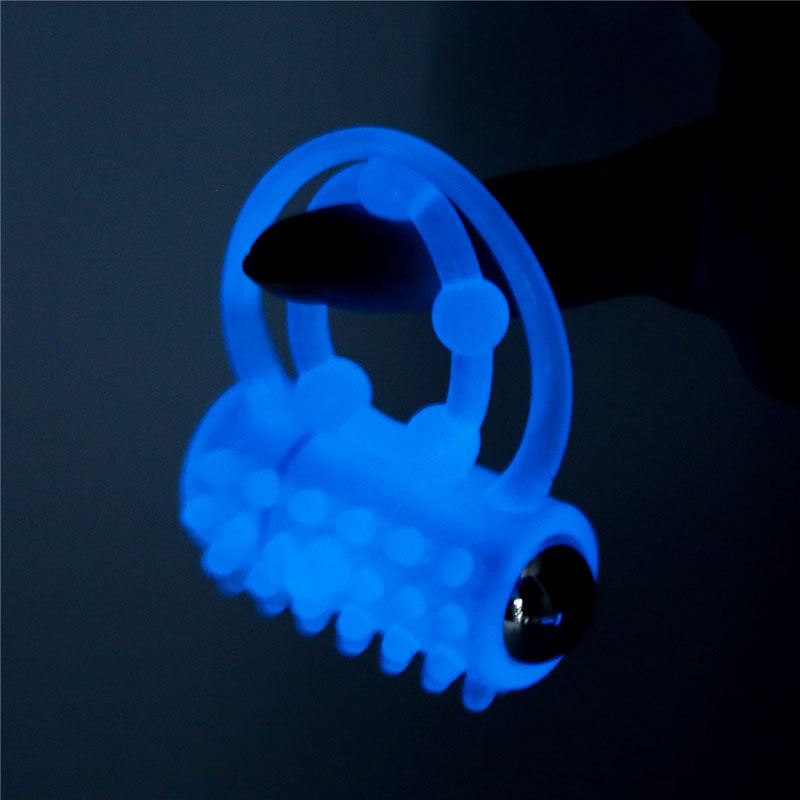 Lumino Play Vibrating Penis & Balls Ring - Glow in the Dark
