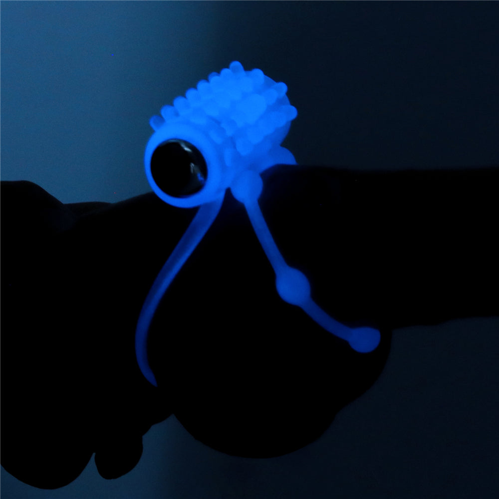 Lumino Play Vibrating Penis & Balls Ring - Glow in the Dark