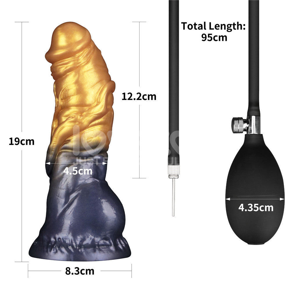Aerosx 7.5 Inch Dual Density Inflatable Dildo - Gold/Blue 24 cm
