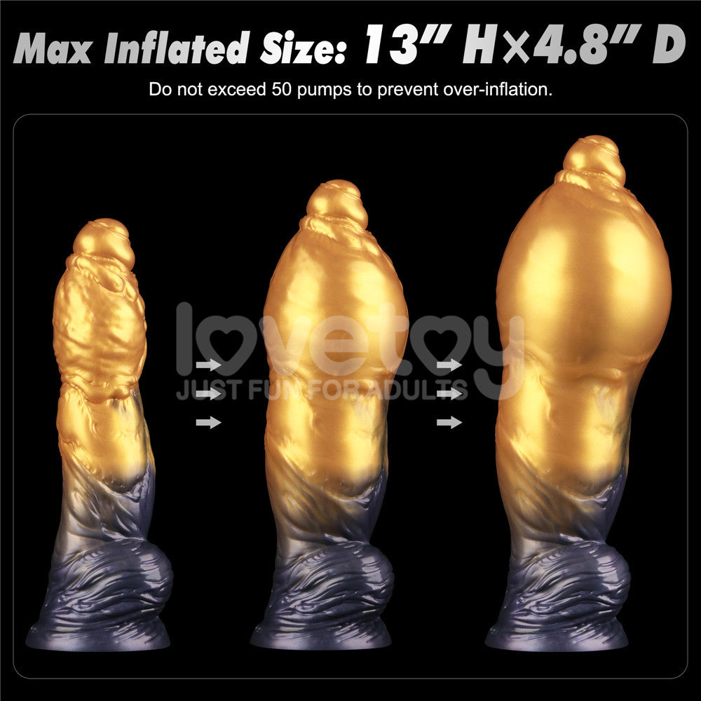 Aerosx 10 Inch Dual Density Inflatable Dildo Gold Blue 33 Cm Inflatable Fantasy Experience