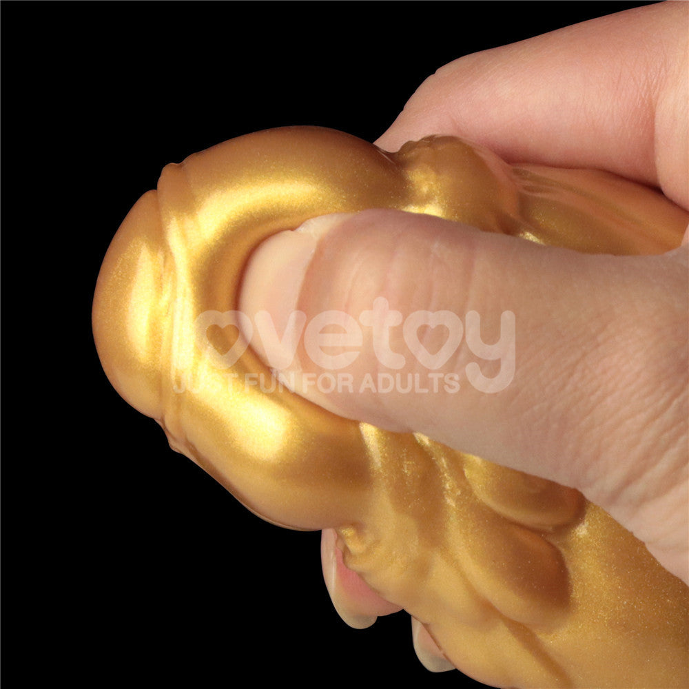 Aerosx 10 Inch Dual Density Inflatable Dildo Gold Blue 33 Cm Inflatable Fantasy Experience