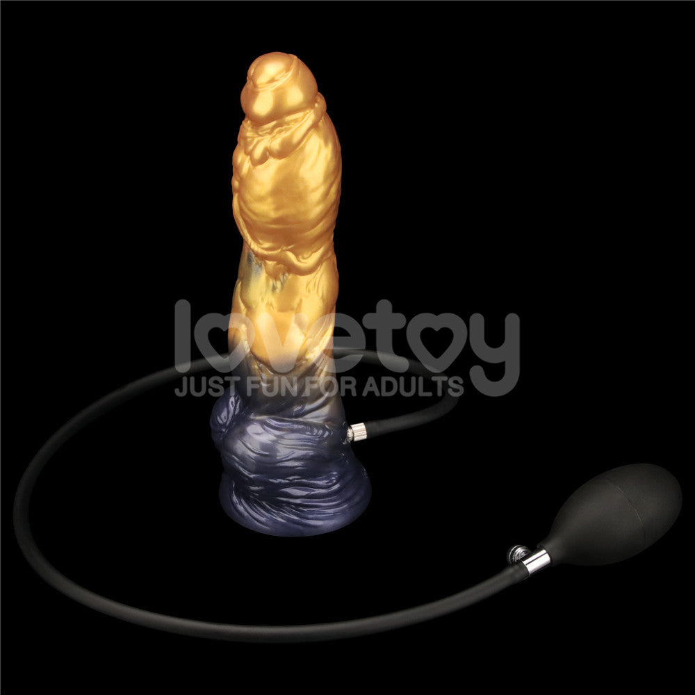 Aerosx 10 Inch Dual Density Inflatable Dildo Gold Blue 33 Cm Inflatable Fantasy Experience