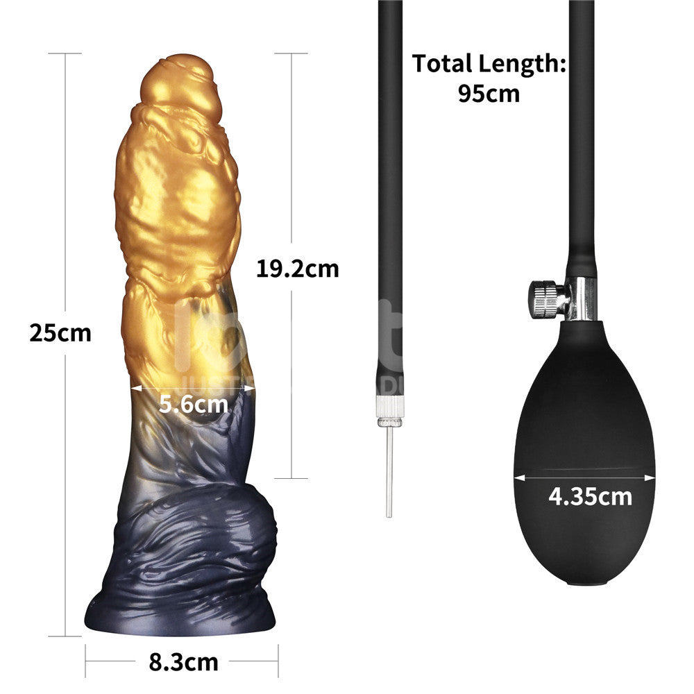 Aerosx 10 Inch Dual Density Inflatable Dildo Gold Blue 33 Cm Inflatable Fantasy Experience