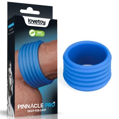 Pinnacle Pro Deep Rib Grip - Blue Cock Ring - Naughty by Nature Adult Store