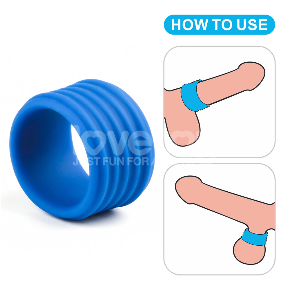 Pinnacle Pro Deep Rib Grip - Blue Cock Ring - Naughty by Nature Adult Store