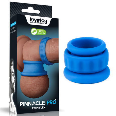 Pinnacle Pro Twin Flex - Blue Cock & Balls Rings - Naughty by Nature Adult Store