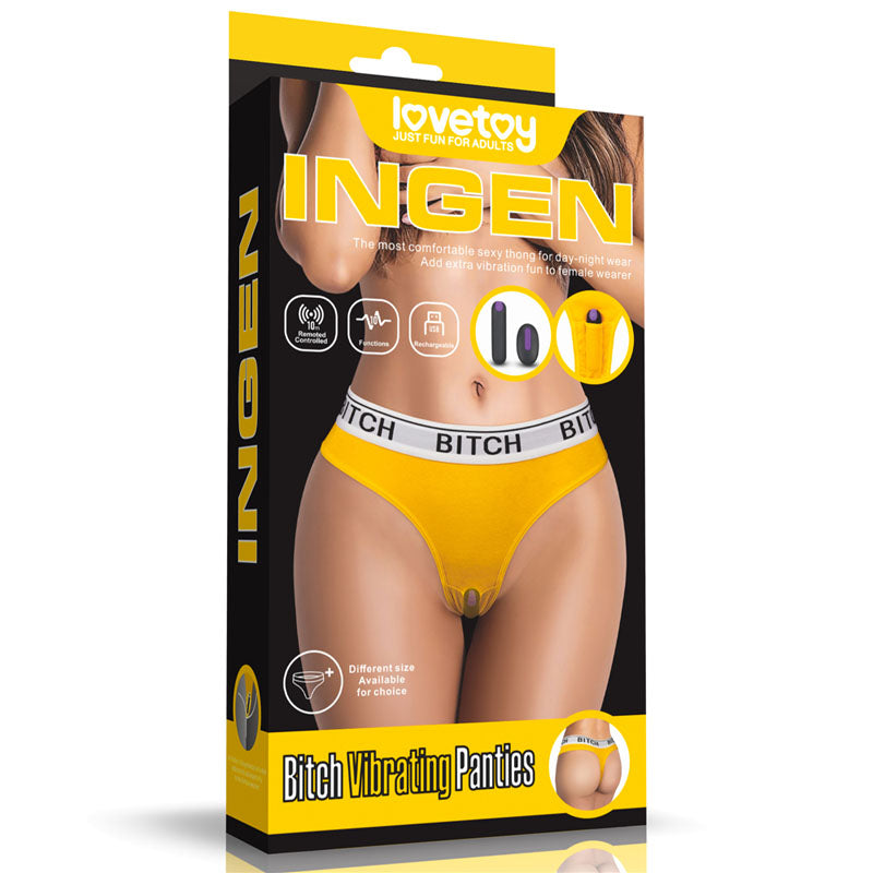 Ingen Bitch Vibrating Panties - Yellow Small Size Rechargeable - Naughty by Nature Adult Store