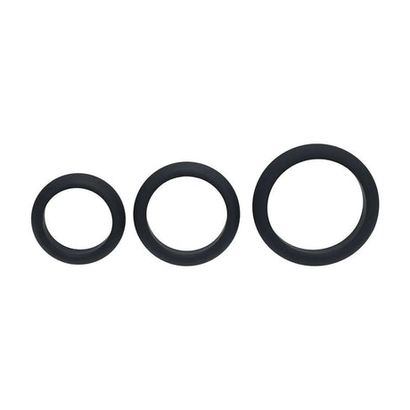 LEVELZ Wide O Silicone Cock Ring Set Of Three S,M,L Black