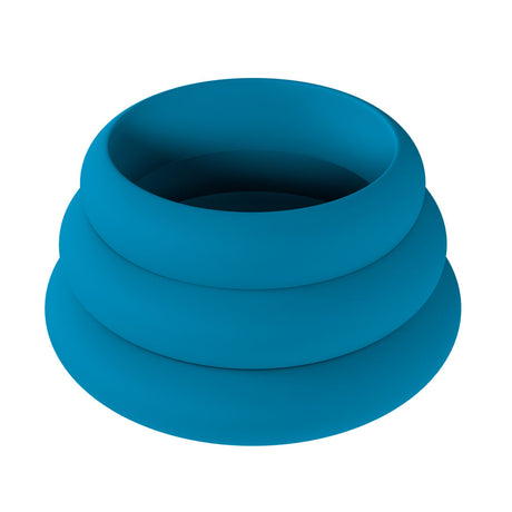 Levelz Wide O Silicone Cock Ring Set Of Three Teal Sizes L XL 2X