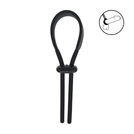 Levelz Wide Adjustable Silicone Lasso Cock Ring Black