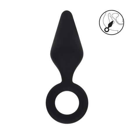 LEVELZ Silicone Anal Plug With Loop Large Black Butt Plug