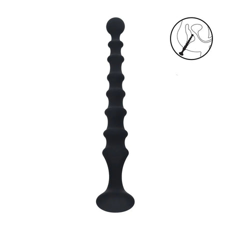 Levelz Ribbed Silicone Flared Anal Probe Black 26.7cm