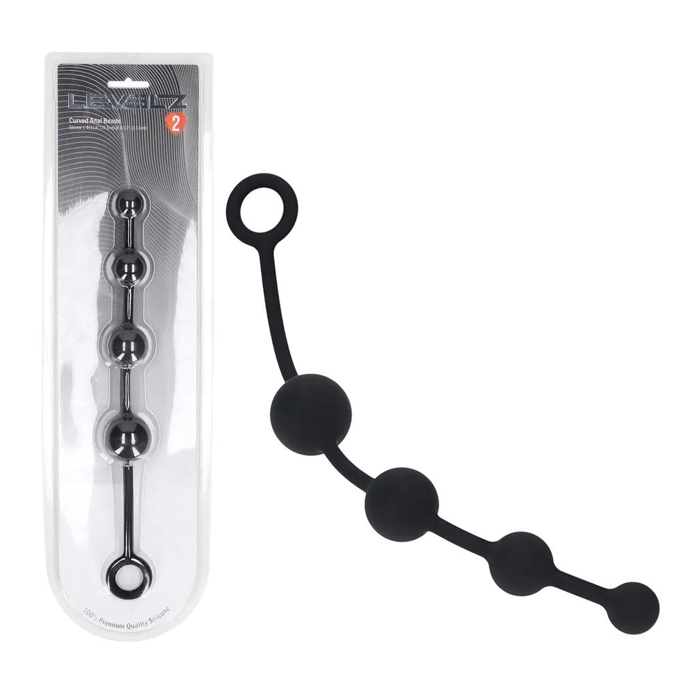Levelz Curved Flexible Silicone Anal Beads Black 29.5 cm