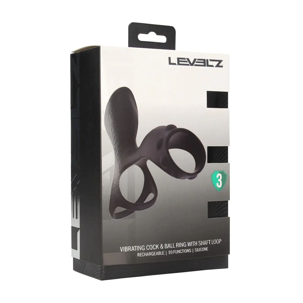 Levelz Vibrating Cock Ring With Shaft Loop Black