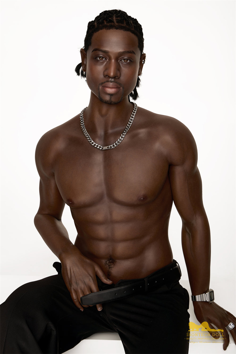 Irontech James 176cm Silicone Sex Doll Black Skin Brown Eyes M8