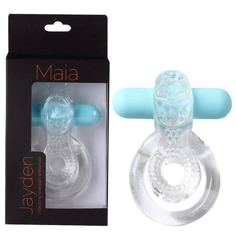 Maia Jayden - Clear/Blue USB Rechargeable Vibrating Cock & Ball Rings - Naughty by Nature Adult Store