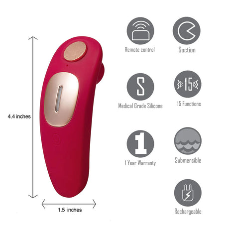 Maia Remi - Red USB Rechargeable Panty Vibe with Suction - Naughty by Nature Adult Store