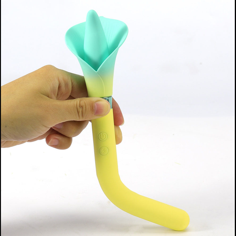 Maia VALA - Yellow/Green 22.2 cm Flower Vibrator