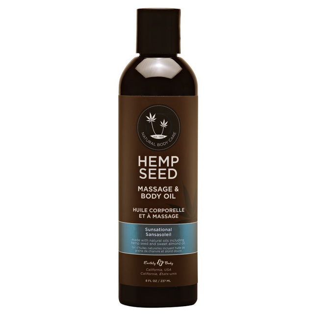 Hemp Seed Massage & Body Oil - Sunsational (Italian Bergamot, Juniper Berries & White Wood) Scented - 237 ml Bottle - Naughty by Nature Adult Store
