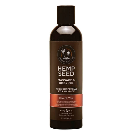 Hemp Seed Massage & Body Oil - Coconut Water, Citrus & Vanilla (Isle Of You) Scented - 237 ml Bottle - Naughty by Nature Adult Store