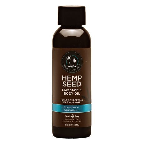 Hemp Seed Massage & Body Oil - Sunsational (Italian Bergamot, Juniper Berries & White Wood) Scented - 59 ml Bottle - Naughty by Nature Adult Store