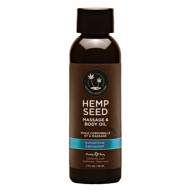 Hemp Seed Massage & Body Oil - Sunsational (Italian Bergamot, Juniper Berries & White Wood) Scented - 59 ml Bottle - Naughty by Nature Adult Store