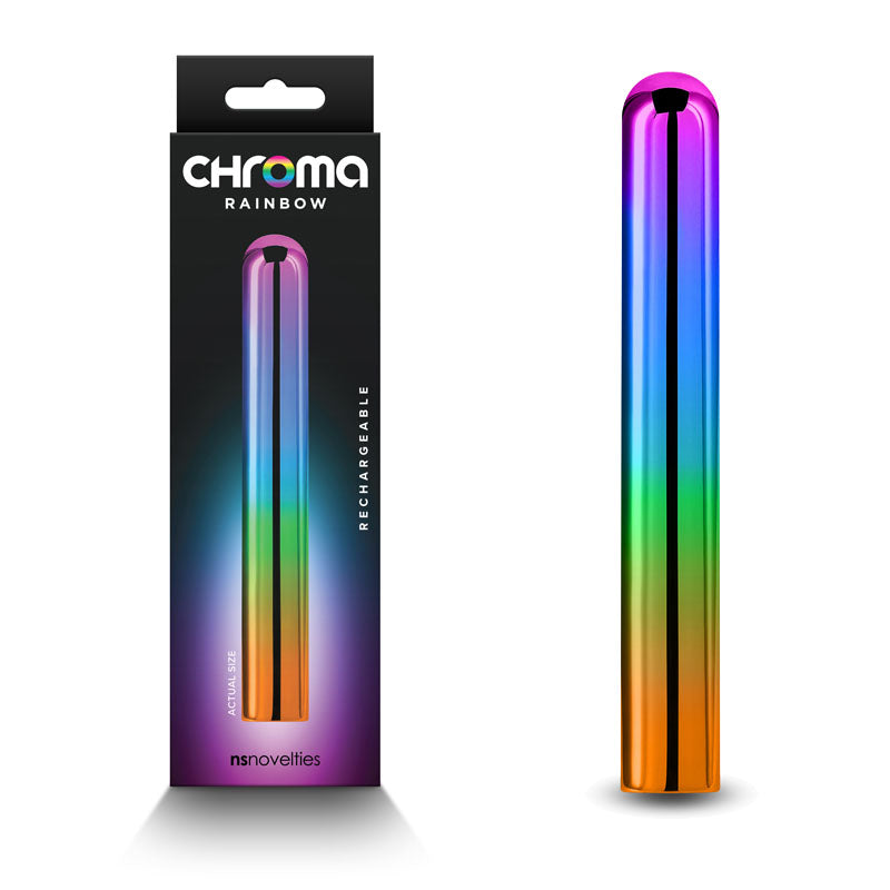 Chroma Rainbow - Large - Metallic Rainbow 13.8 cm USB Rechargeable Vibrator - Naughty by Nature Adult Store