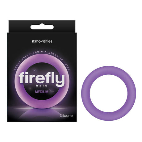 Firefly Halo - Glow In Dark Purple Medium 55 mm Cock Ring - Naughty by Nature Adult Store