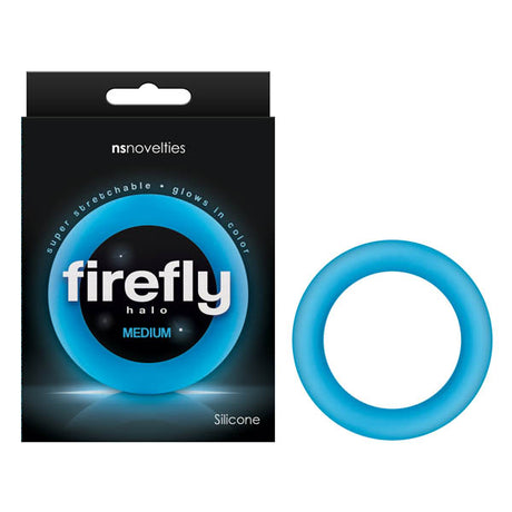 Firefly Halo - Glow In Dark Blue Medium 55 mm Cock Ring - Naughty by Nature Adult Store
