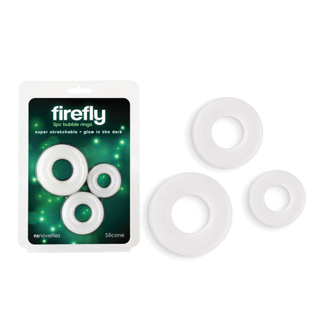 Firefly - 3pc Bubble Rings - White - Glow in Dark Cock Rings - Set of 3 Sizes - Naughty by Nature Adult Store