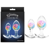 Glams Cosmic 2pc Kit - Clear/Rainbow Butt Plugs - Set of 2 Sizes