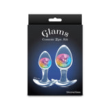 Glams Cosmic 2pc Kit - Clear/Rainbow Butt Plugs - Set of 2 Sizes