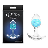 Glams Cosmic - Clear/Blue 8.1 cm Small Butt Plug