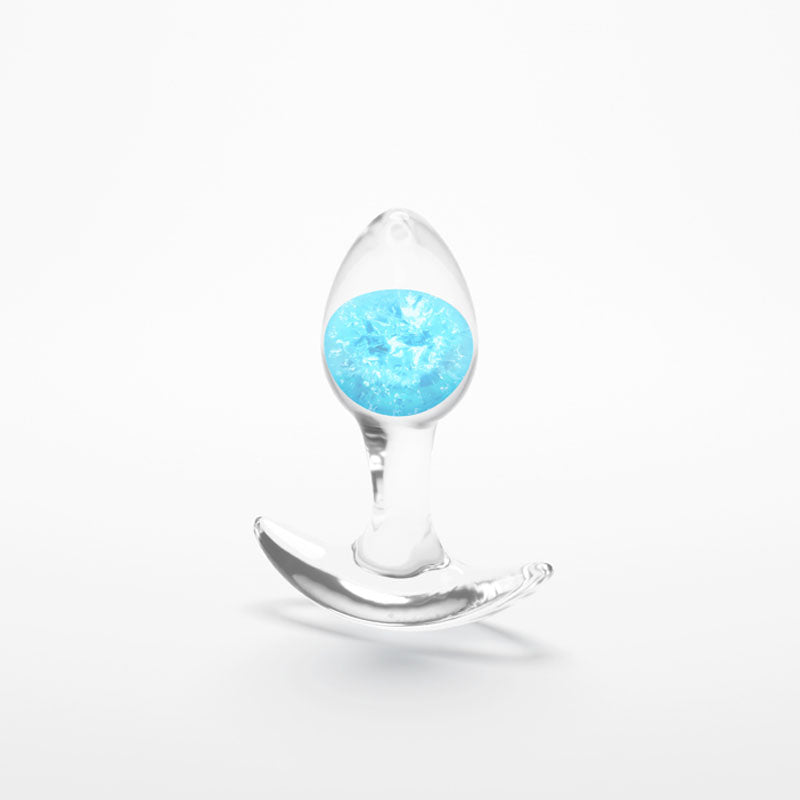 Glams Cosmic - Clear/Blue 8.1 cm Small Butt Plug
