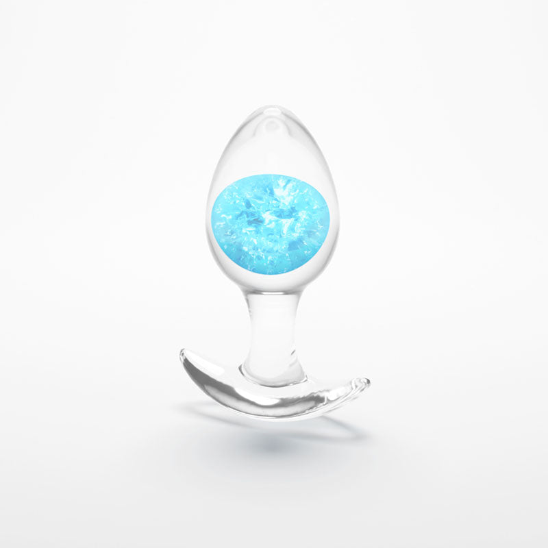 Glams Cosmic - Medium - Clear/Blue 9.5 cm Butt Plug