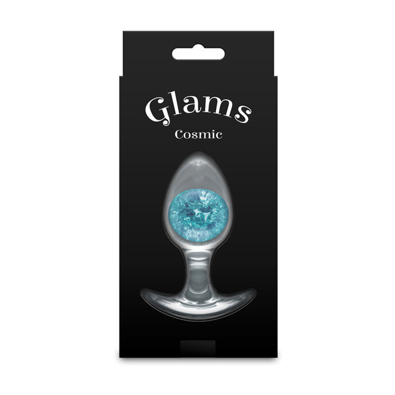 Glams Cosmic - Medium - Clear/Blue 9.5 cm Butt Plug