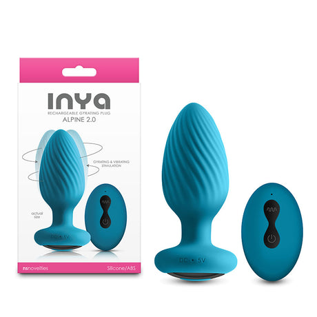 INYA Alpine 2.0 - Teal - Teal 10.7 cm USB Rechargeable Butt Plug with Wireless Remote - Naughty by Nature Adult Store