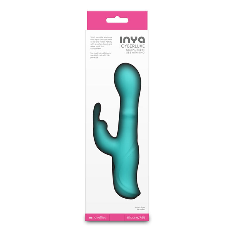 INYA Cyberluxe - Aqua 18 cm Rabbit Vibrator with Sliding Ring Shaft