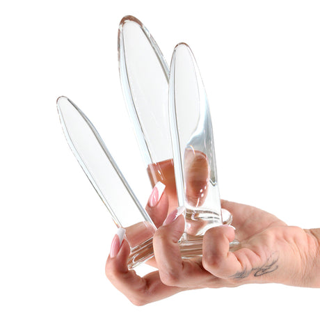 Crystal - 3pc Trainer Kit - Clear Glass Anal Plugs - Set of 3 Sizes