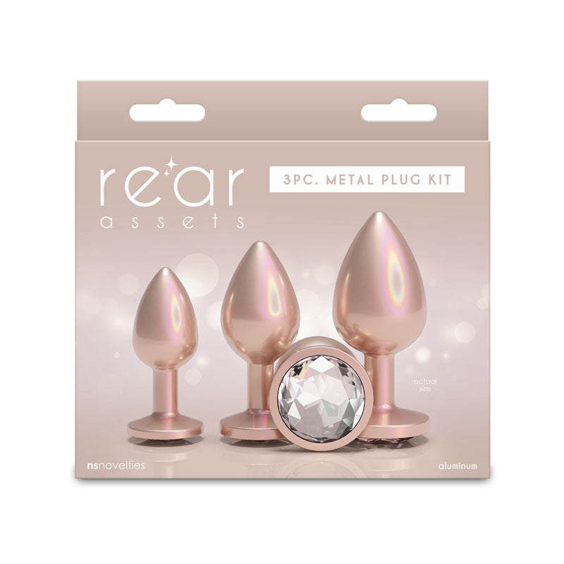 Rear Assets Trainer Kit - Iridescent Champagne Metallic Butt Plugs - Set of 3 Sizes