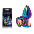 Rear Assets Multi Coloured Heart - Multi Coloured Medium Metal Butt Plug with Rainbow Heart Gem Base - Naughty by Nature Adult Store