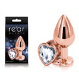 Rear Assets Rose Gold Heart Medium - Rose Gold Medium Metal Butt Plug with Clear Heart Gem Base - Naughty by Nature Adult Store