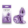 Rear Assets - Small Metal Butt Plug with Purple Round Gem Base - Naughty by Nature Adult Store