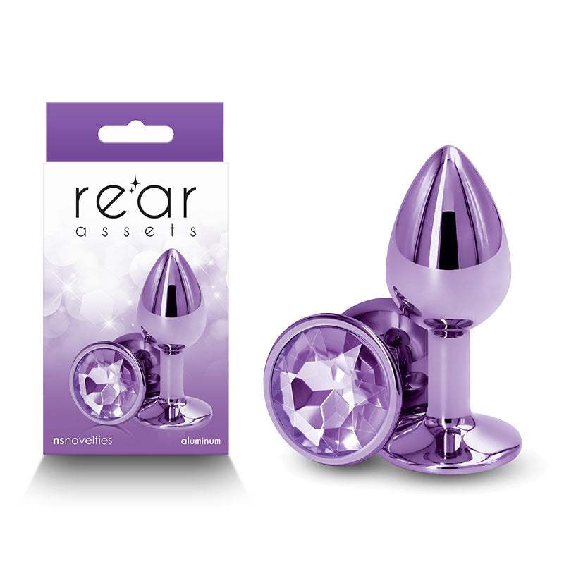 Rear Assets - Small Metal Butt Plug with Purple Round Gem Base - Naughty by Nature Adult Store