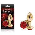 Rear Assets Rose - Small - Gold 7.6 cm Metal Butt Plug with Red Rose Base - Naughty by Nature Adult Store
