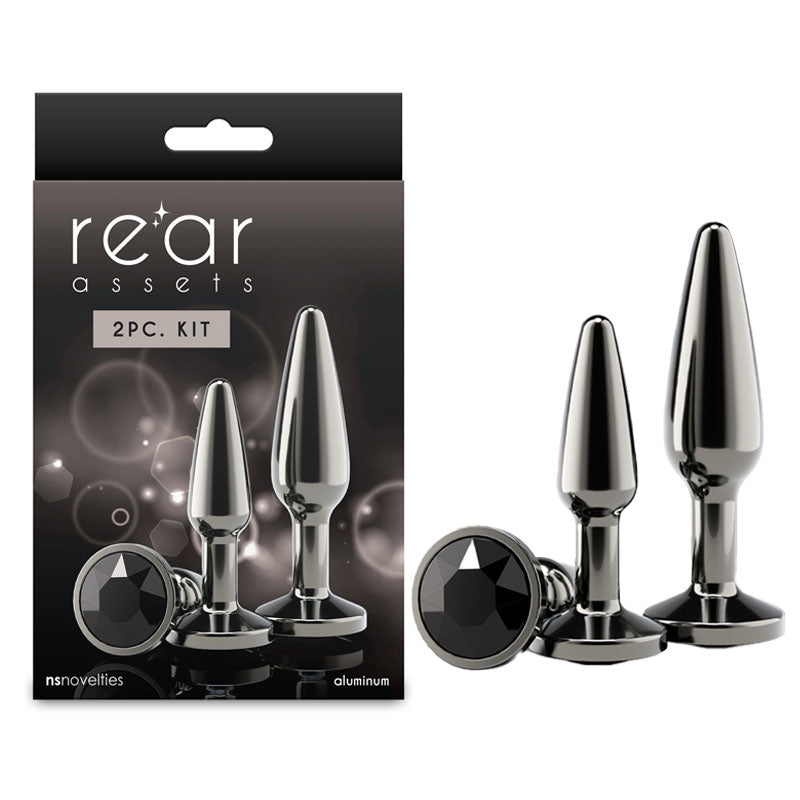 Rear Assets Tapered Trainer Kit - Gunmetal Metal Butt Plugs - Set of 2 Sizes